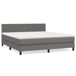 vidaXL Cama box spring con colchón cuero sintético gris 180x200 cm