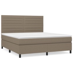 vidaXL Cama box spring con colchón tela gris taupe 160x200 cm
