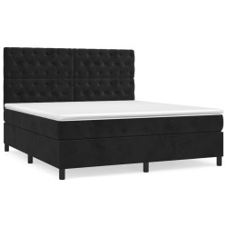 vidaXL Cama box spring con colchón terciopelo negro 160x200 cm