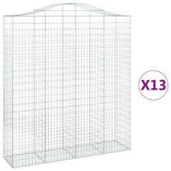 vidaXL Cestas de gaviones 13 uds forma de arco hierro 200x50x220/240cm