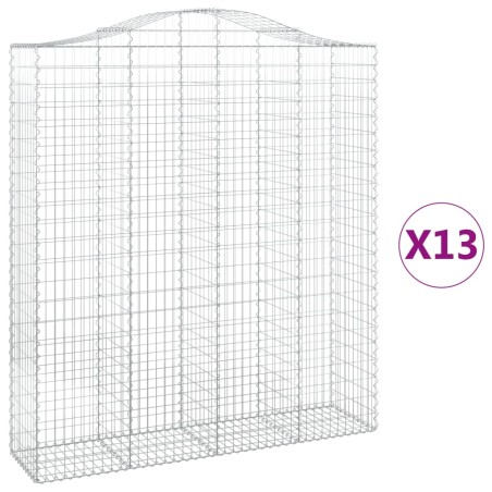 vidaXL Cestas de gaviones 13 uds forma de arco hierro 200x50x220/240cm
