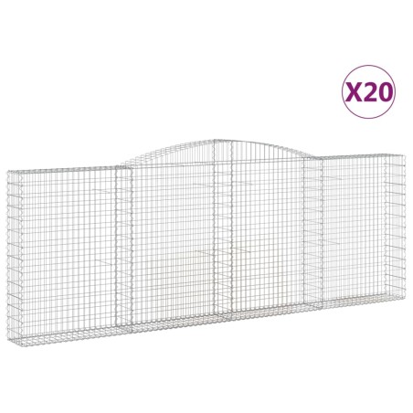 vidaXL Cestas de gaviones 20 uds forma de arco hierro 400x30x140/160cm