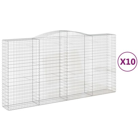 vidaXL Cestas de gaviones 10 uds forma de arco hierro 400x50x200/220cm
