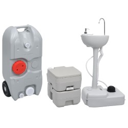 vidaXL Juego inodoro con lavabo y depósito agua portátil para camping