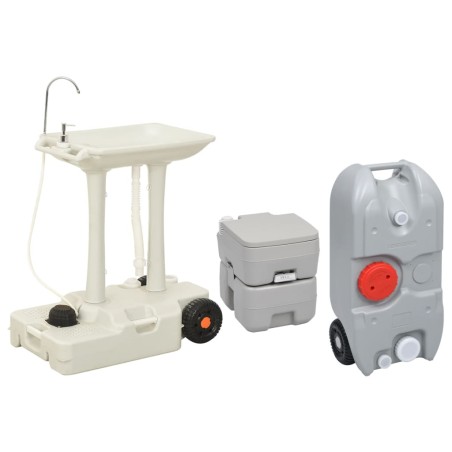 vidaXL Juego inodoro con lavabo y depósito agua portátil para camping