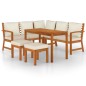 vidaXL Juego comedor de jardín 6 pzas con cojines madera maciza acacia vidaXL Juego comedor de jardín 6 pzas con cojines madera maciza acacia