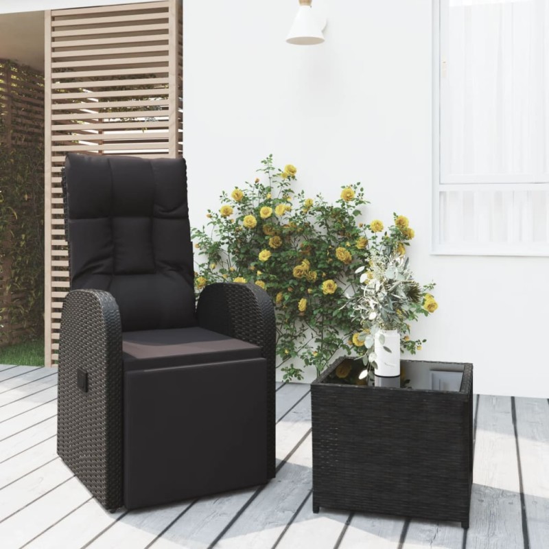 vidaXL Juego de muebles jardín 2 piezas ratán sintético y acero negro