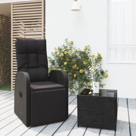 vidaXL Juego de muebles jardín 2 piezas ratán sintético y acero negro