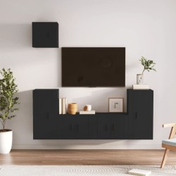 vidaXL Set de muebles para TV 5 piezas madera contrachapada negro