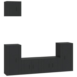 vidaXL Set de muebles para TV 5 piezas madera contrachapada negro