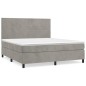 vidaXL Cama box spring con colchón terciopelo gris claro 160x200 cm vidaXL Cama box spring con colchón terciopelo gris claro 160x200 cm