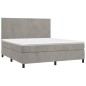 vidaXL Cama box spring con colchón terciopelo gris claro 160x200 cm vidaXL Cama box spring con colchón terciopelo gris claro 160x200 cm