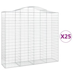 vidaXL Cestas gaviones 25 uds forma de arco hierro 200x50x180/200 cm