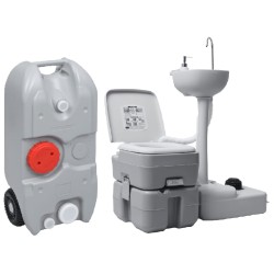 vidaXL Juego inodoro con lavabo y depósito agua portátil para camping