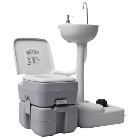 vidaXL Juego inodoro con lavabo y depósito agua portátil para camping