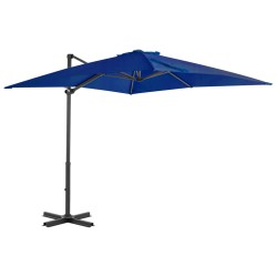 vidaXL Sombrilla voladiza con poste de aluminio azul celeste 250x250cm