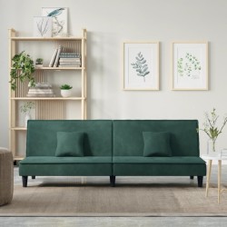 vidaXL Sofá cama de terciopelo verde oscuro