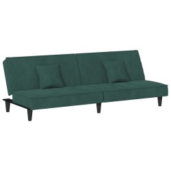 vidaXL Sofá cama de terciopelo verde oscuro