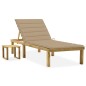 vidaXL Tumbona de jardín con mesa y cojín de madera de pino impregnada vidaXL Tumbona de jardín con mesa y cojín de madera de pino impregnada