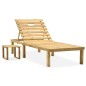 vidaXL Tumbona de jardín con mesa y cojín de madera de pino impregnada vidaXL Tumbona de jardín con mesa y cojín de madera de pino impregnada