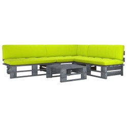 vidaXL Muebles de palets 4 pzas y cojines madera pino impregnada gris