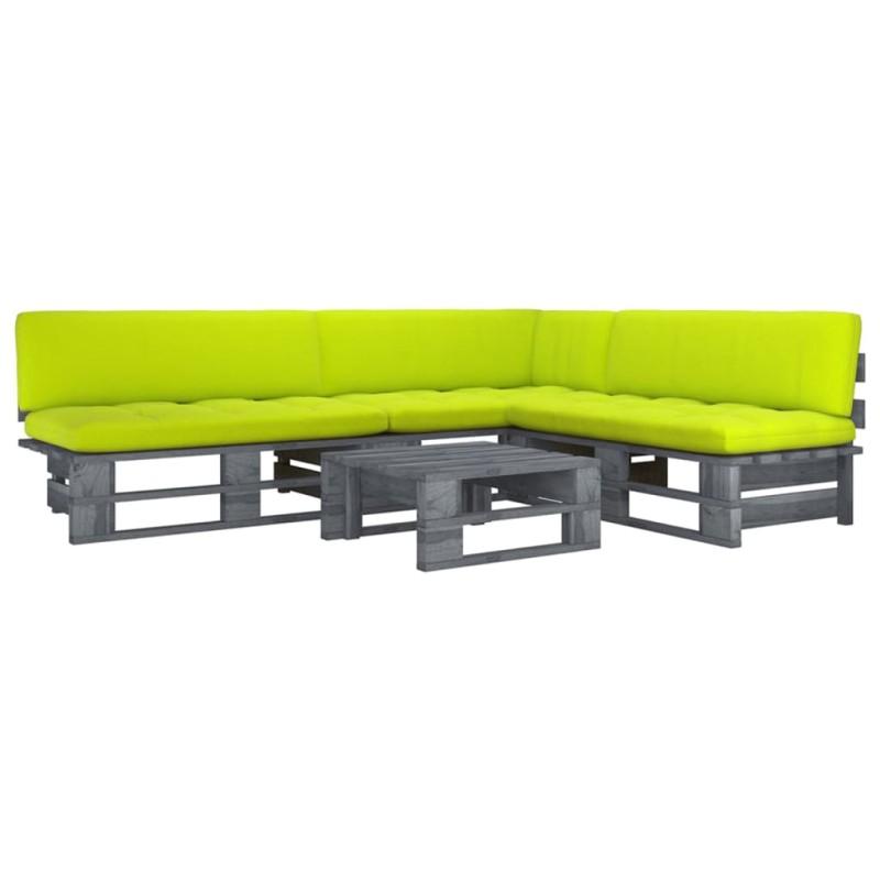vidaXL Muebles de palets 4 pzas y cojines madera pino impregnada gris
