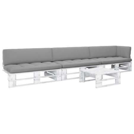 vidaXL Muebles de palés 4 pzas y cojines madera pino impregnada blanco