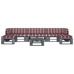 vidaXL Muebles de palets 6 pzas y cojines madera pino impregnada gris