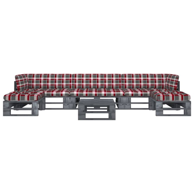 vidaXL Muebles de palets 6 pzas y cojines madera pino impregnada gris vidaXL Muebles de palets 6 pzas y cojines madera pino impregnada gris