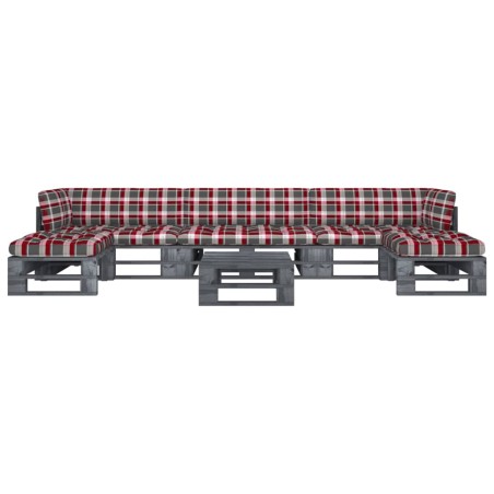 vidaXL Muebles de palets 6 pzas y cojines madera pino impregnada gris