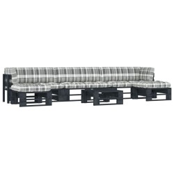 vidaXL Muebles de palés 6 pzas y cojines madera pino impregnada negro