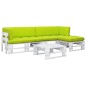 vidaXL Muebles de palés 4 pzas y cojines madera pino impregnada blanco vidaXL Muebles de palés 4 pzas y cojines madera pino impregnada blanco