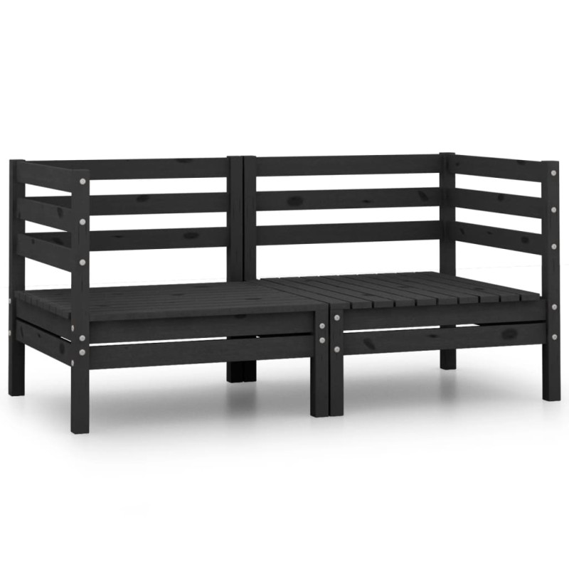 vidaXL Sofás de esquina de jardín 2 uds negro madera maciza de pino vidaXL Sofás de esquina de jardín 2 uds negro madera maciza de pino