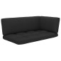 vidaXL Muebles de palés 6 pzas y cojines madera pino impregnada negro