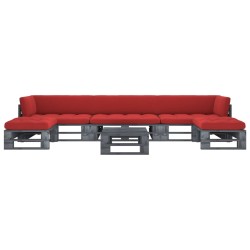 vidaXL Muebles de palets 6 pzas y cojines madera pino impregnada gris