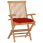 vidaXL Sillas de jardín 2 uds madera maciza de teca con cojines rojos vidaXL Sillas de jardín 2 uds madera maciza de teca con cojines rojos