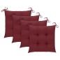 vidaXL Sillas de jardín 4 uds madera teca con cojines rojo tinto vidaXL Sillas de jardín 4 uds madera teca con cojines rojo tinto
