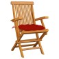 vidaXL Sillas de jardín 6 uds madera maciza de teca con cojines rojos vidaXL Sillas de jardín 6 uds madera maciza de teca con cojines rojos