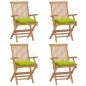 vidaXL Sillas de jardín 4 uds madera de teca y cojines verde brillante vidaXL Sillas de jardín 4 uds madera de teca y cojines verde brillante