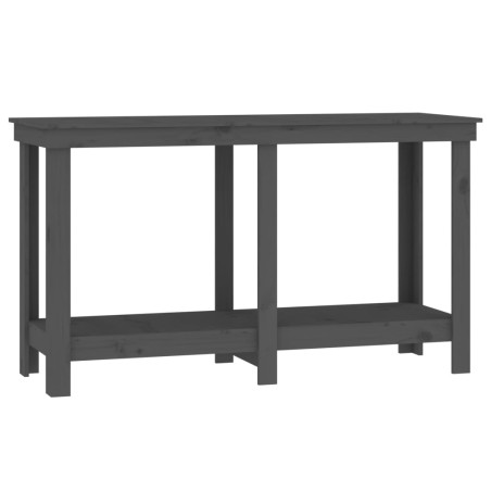 vidaXL Banco de trabajo de madera maciza de pino gris 140x50x80 cm