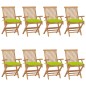 vidaXL Sillas de jardín 8 uds madera teca con cojines verde brillante vidaXL Sillas de jardín 8 uds madera teca con cojines verde brillante