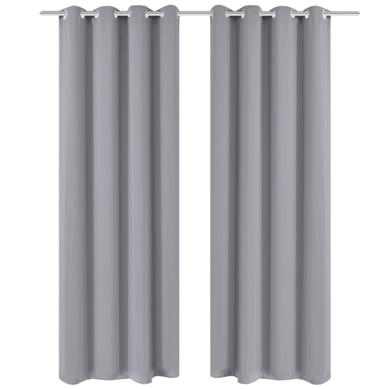 2 cortinas grises oscuras con anillas metálicas, blackout 135 x 245 cm 2 cortinas grises oscuras con anillas metálicas, blackout 135 x 245 cm