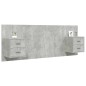 vidaXL Cabecero de cama con mesitas madera contrachapada gris hormigón vidaXL Cabecero de cama con mesitas madera contrachapada gris hormigón