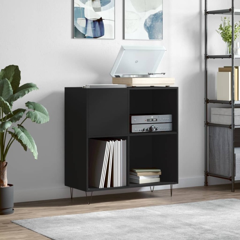 vidaXL Mueble para discos madera contrachapada negro 84,5x38x89 cm vidaXL Mueble para discos madera contrachapada negro 84,5x38x89 cm