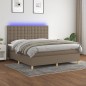 vidaXL Cama box spring colchón y luces LED tela gris taupe 180x200 cm vidaXL Cama box spring colchón y luces LED tela gris taupe 180x200 cm