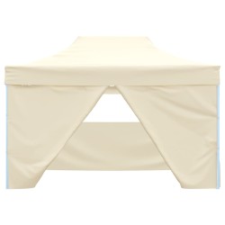 vidaXL Carpa plegable profesional con 4 paredes acero color crema 3x4m