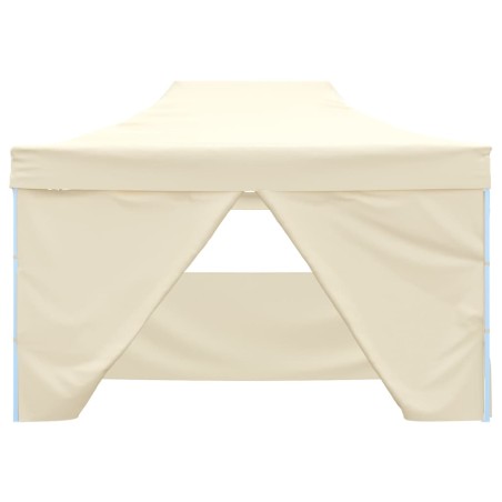 vidaXL Carpa plegable profesional con 4 paredes acero color crema 3x4m