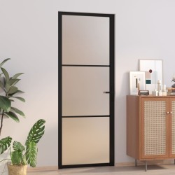 vidaXL Puerta interior de vidrio y aluminio negro mate 76x201,5 cm