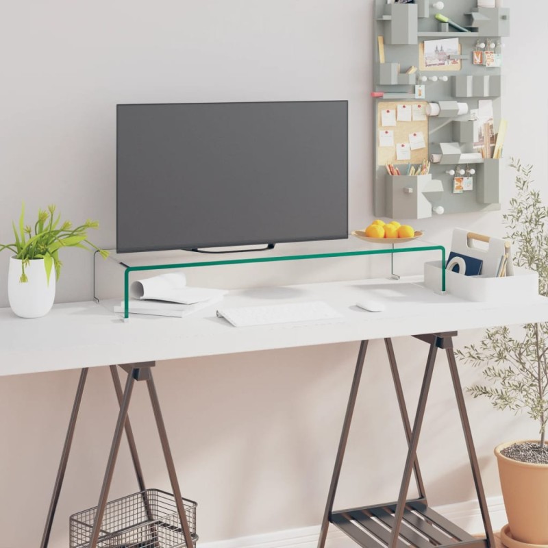vidaXL Soporte para TV/Elevador monitor cristal claro 90x30x13 cm vidaXL Soporte para TV/Elevador monitor cristal claro 90x30x13 cm