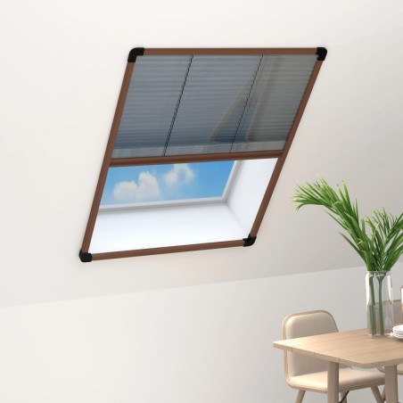 vidaXL Mosquitera plisada para ventanas aluminio marrón 80x100 cm